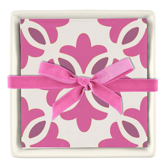 Santa Barbara Ceramic Napkin Tray + Moroccan Tiles Napkins