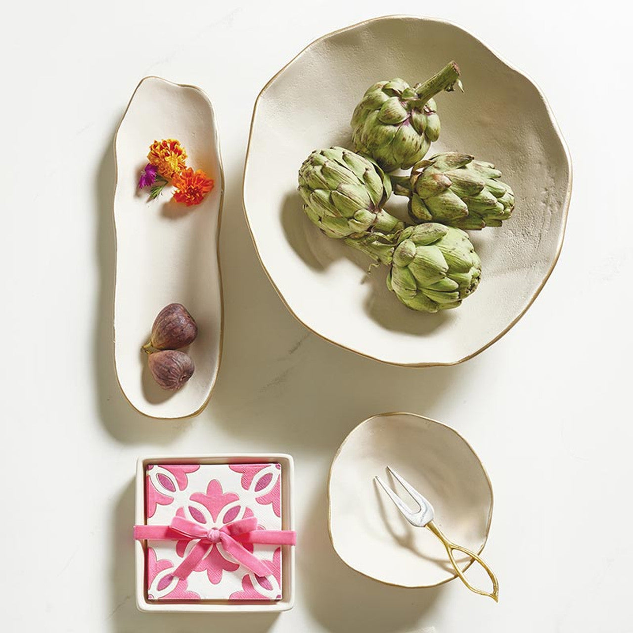 Santa Barbara Ceramic Napkin Tray + Moroccan Tiles Napkins
