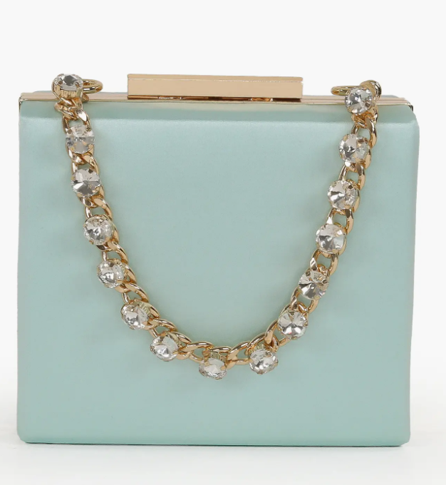 Jewel By Badgley Mischka Billie Mini Box Clutch with Rhinestone Chain
