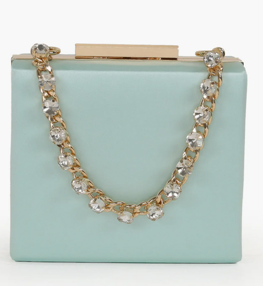 Jewel By Badgley Mischka Billie Mini Box Clutch with Rhinestone Chain