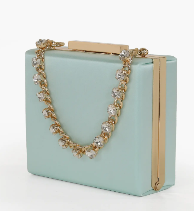 Jewel By Badgley Mischka Billie Mini Box Clutch with Rhinestone Chain