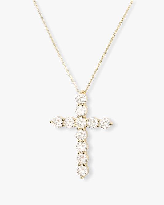 Melinda Maria "Oh She Fancy" Small Cross Pendant, Gold/White