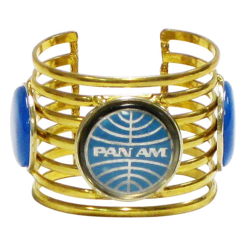 David Jeffery Brass Pan Am Cuff w/Blue Chalcedony