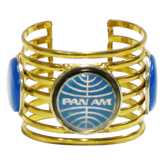 David Jeffery Brass Pan Am Cuff w/Blue Chalcedony