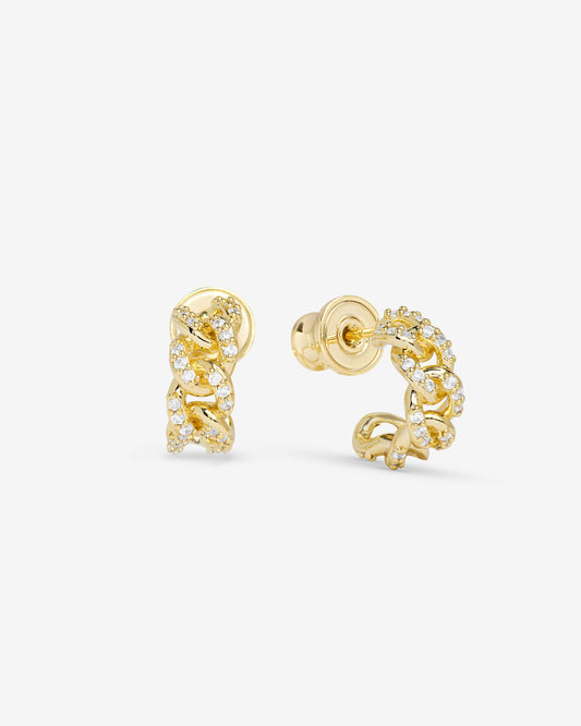 Melinda Maria Pave' Julian Chain Huggies, Gold/White