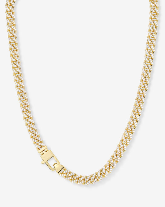 Melinda Maria Pave' Julian Cuban Chain Necklace, Gold/White, 6.8mm, 16"