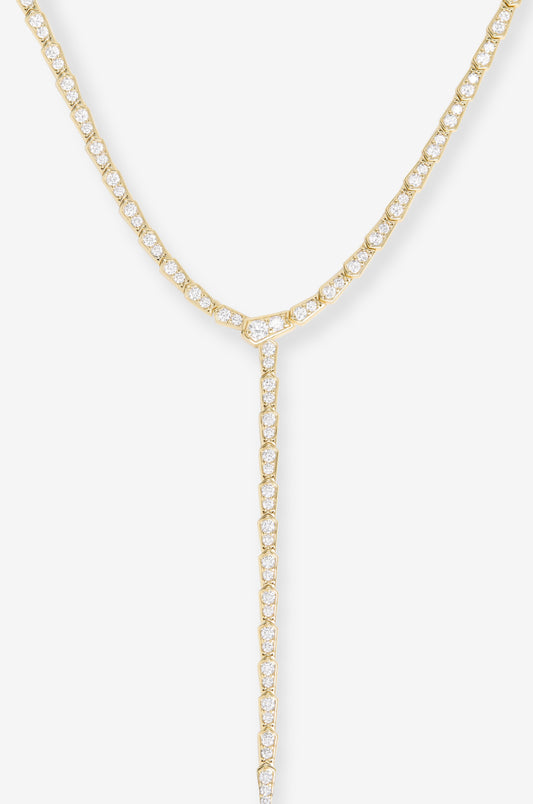 Melinda Maria Pave' Serpent Lariat Necklace, Gold/White, 18"