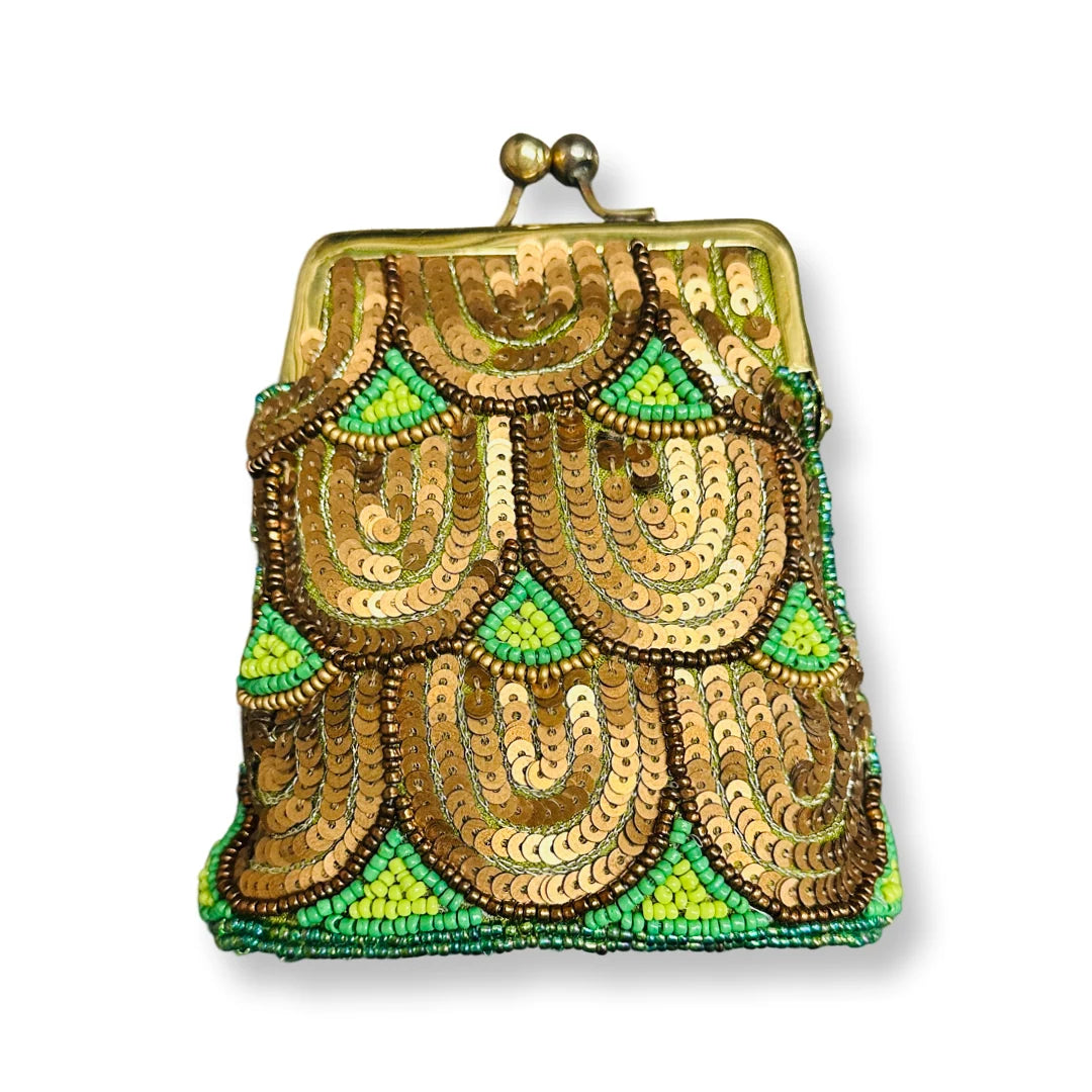 David Jeffery Coin Bag - Gold and Green Sequins