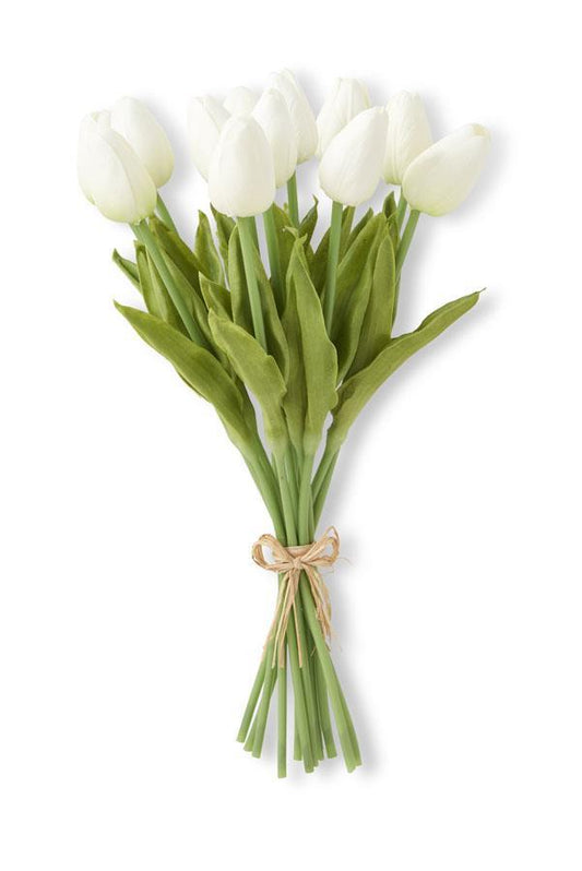 K&K Real Touch White Tulip 12 Stem Bundle, 13"