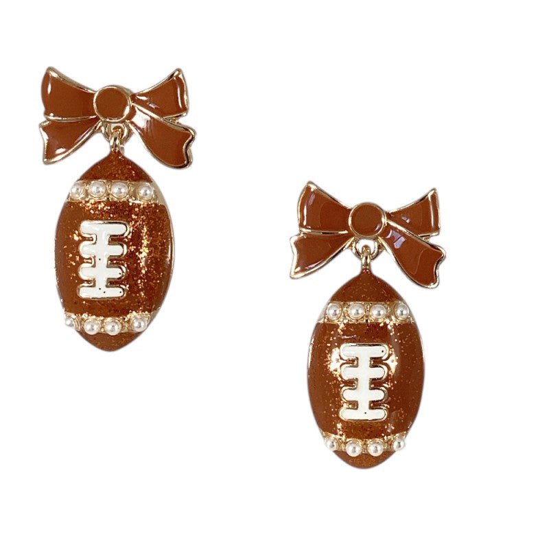 KP Pearl Bow Football Earrings