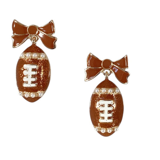 KP Pearl Bow Football Earrings