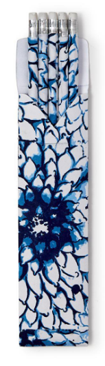 Cupcakes & Cartwheels Two's Co. Indigo Block Print Pencil Set