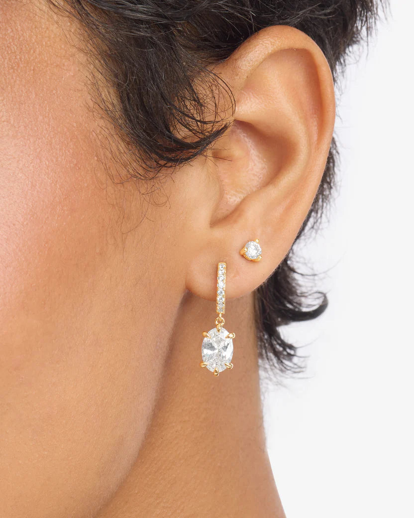 Melinda Maria She's On Point Earrings, Gold/White