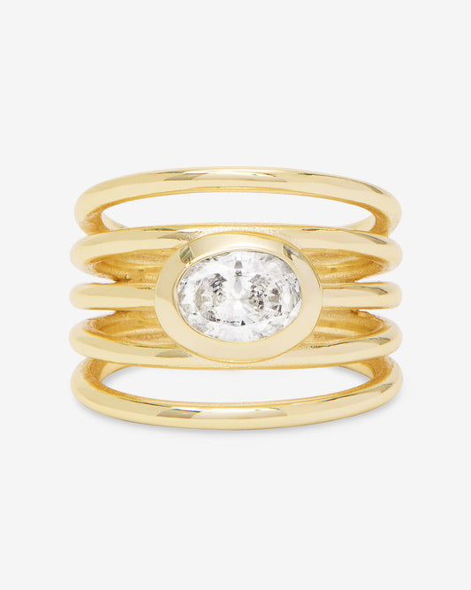 Melinda Maria She's a Boss Stacked Ring, Gold/White