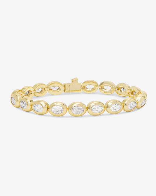 Melinda Maria She's a Boss Tennis Bracelet, Gold/White, 6.5"
