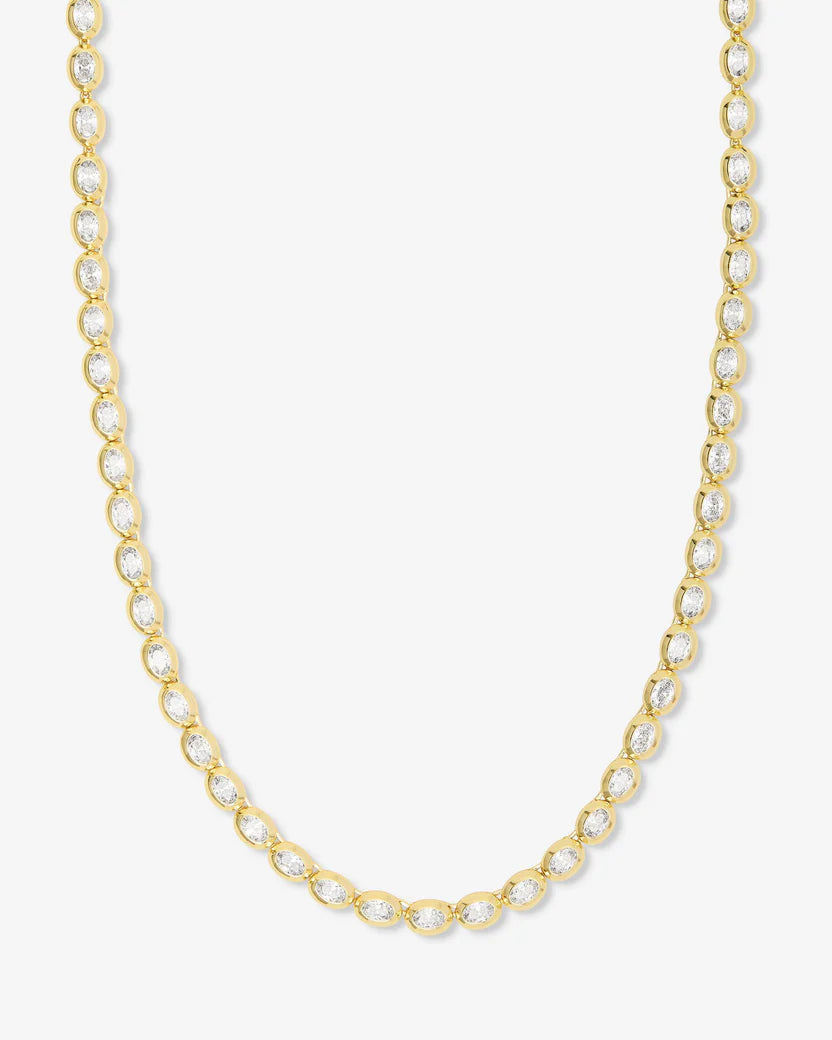 Melinda Maria She's a Boss Tennis Necklace, Gold/White, 4mm, 18"