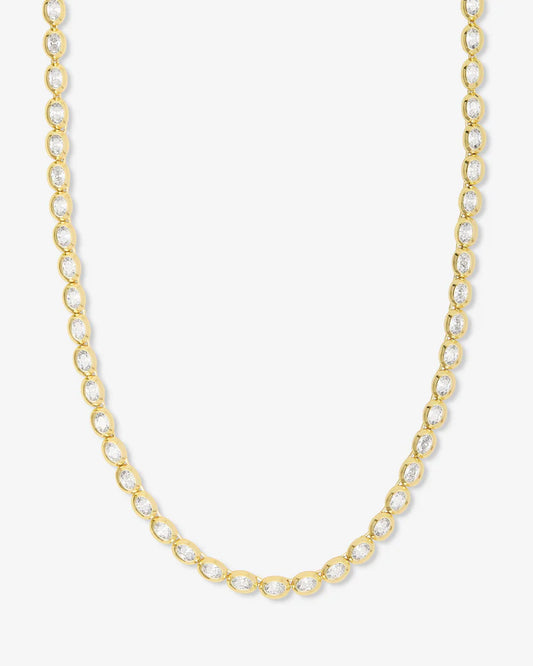 Melinda Maria She's a Boss Tennis Necklace, Gold/White, 4mm, 18"
