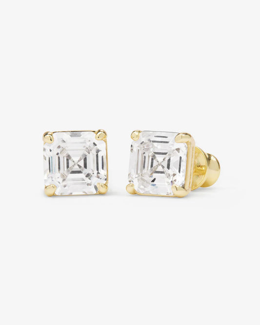 Melinda Maria The Queen's 8mm Studs, Gold/White