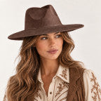 Kenze Panne Wide Brim Western Hat - Suede