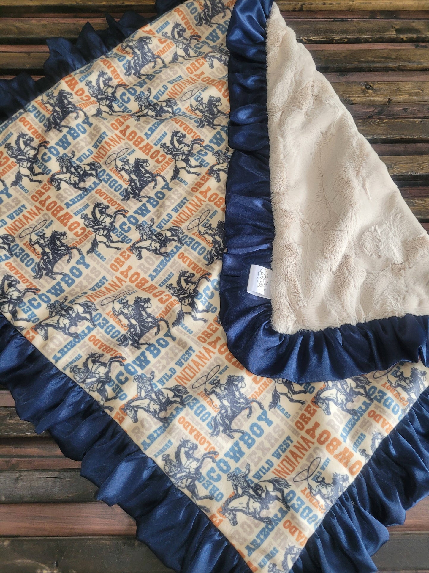 Cuddle Couture Bronc Rider Minky Blanket (Car Seat Size)
