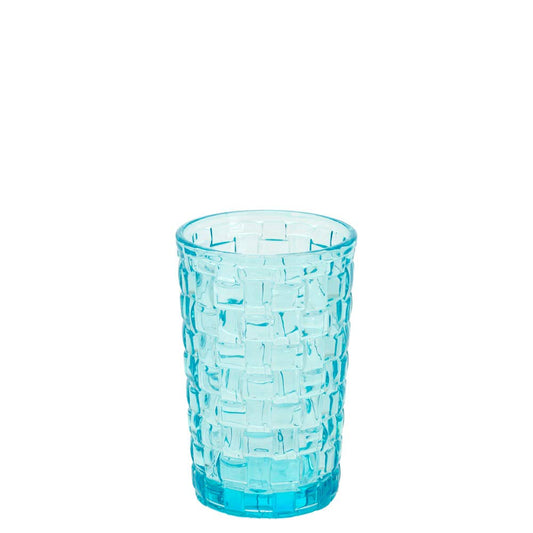 Boston International Blue Sea Basketweave Glass Pitcher/7.75" & Matching Glasses