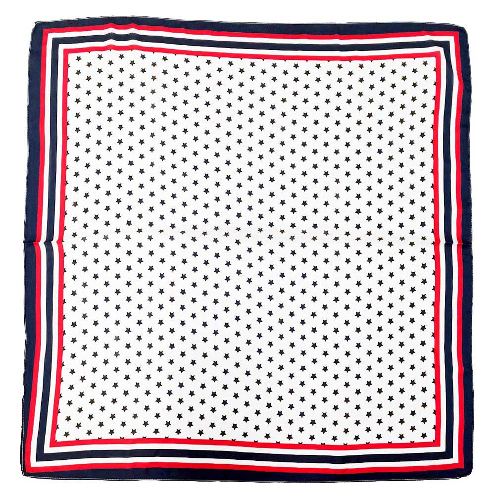 Classic Patriotic Star Pattern Print Square Scarf