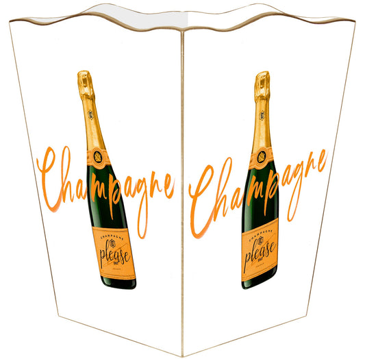 Marye-Kelley Orange Champagne Please On White Wastepaper Basket