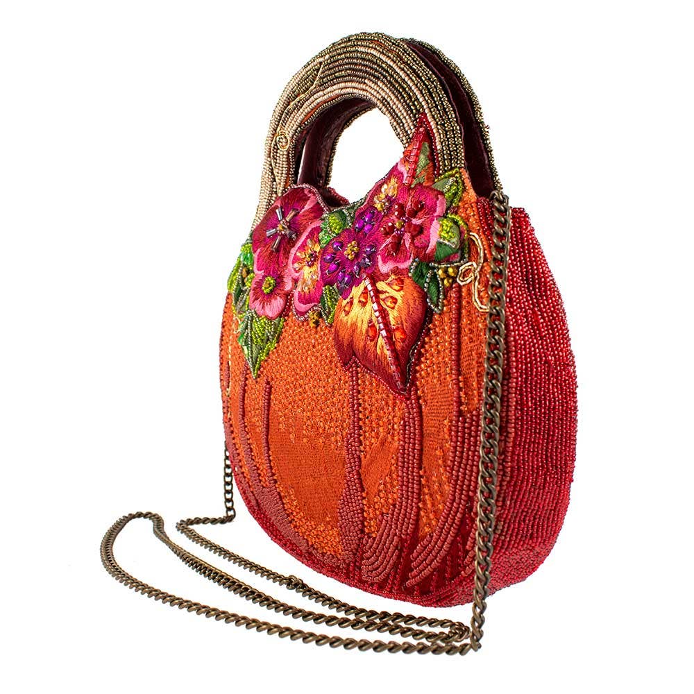 Harvest Garden Pumpkin and Floral Top Handle Bag