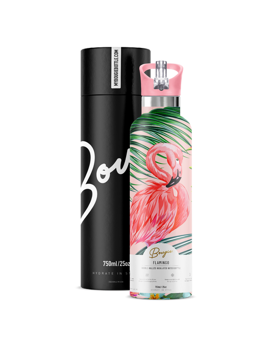 FLAMINGO Pink Tropical 25 oz Insulated Water Bottle