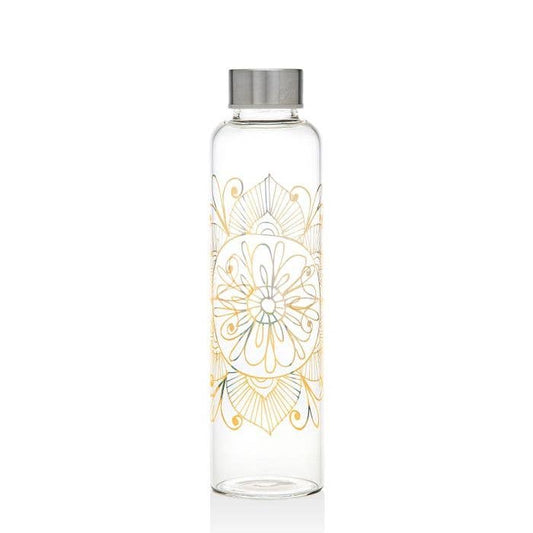 Godinger Green Lotus Design Glass Bottle