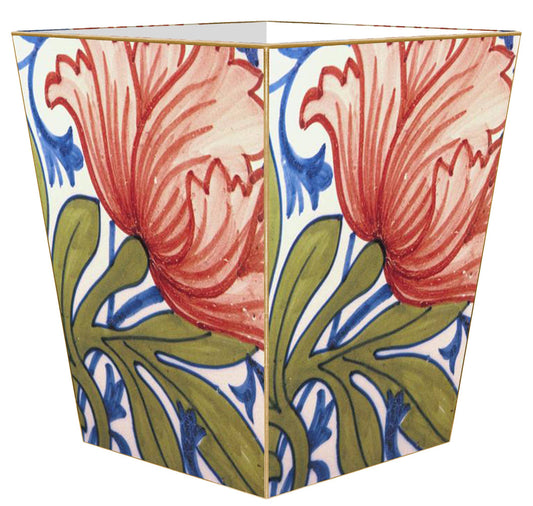 Marye-Kelley Delft Red Poppy Wastepaper Basket
