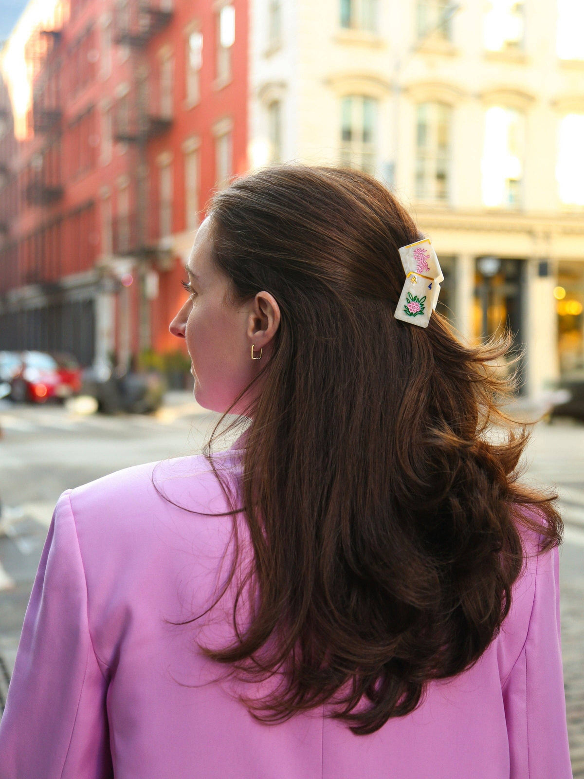 Solar Eclipse Hand-Painted Mini Flower Mahjong Claw Hair Clip | Eco-Friendly