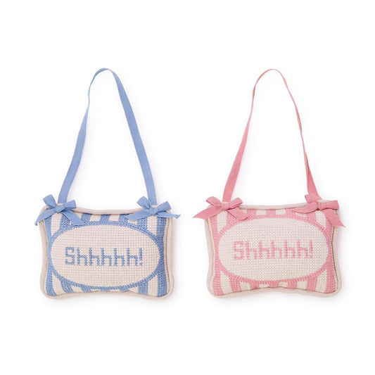 Cupcakes & Cartwheels Two's Co. Shhhhh! Embroidered Pillow Door Hanger Décor