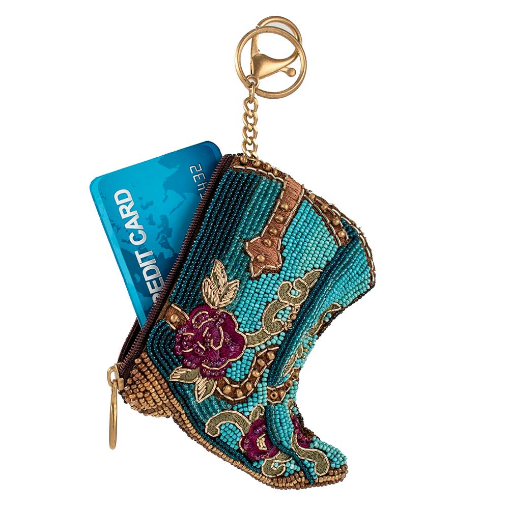 Mary Francees Kickin' Around Beaded Cowboy Boots Coin Purse/Key Fob