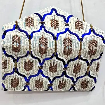 Badgley Mischka Beaded Geo Blue Clutch