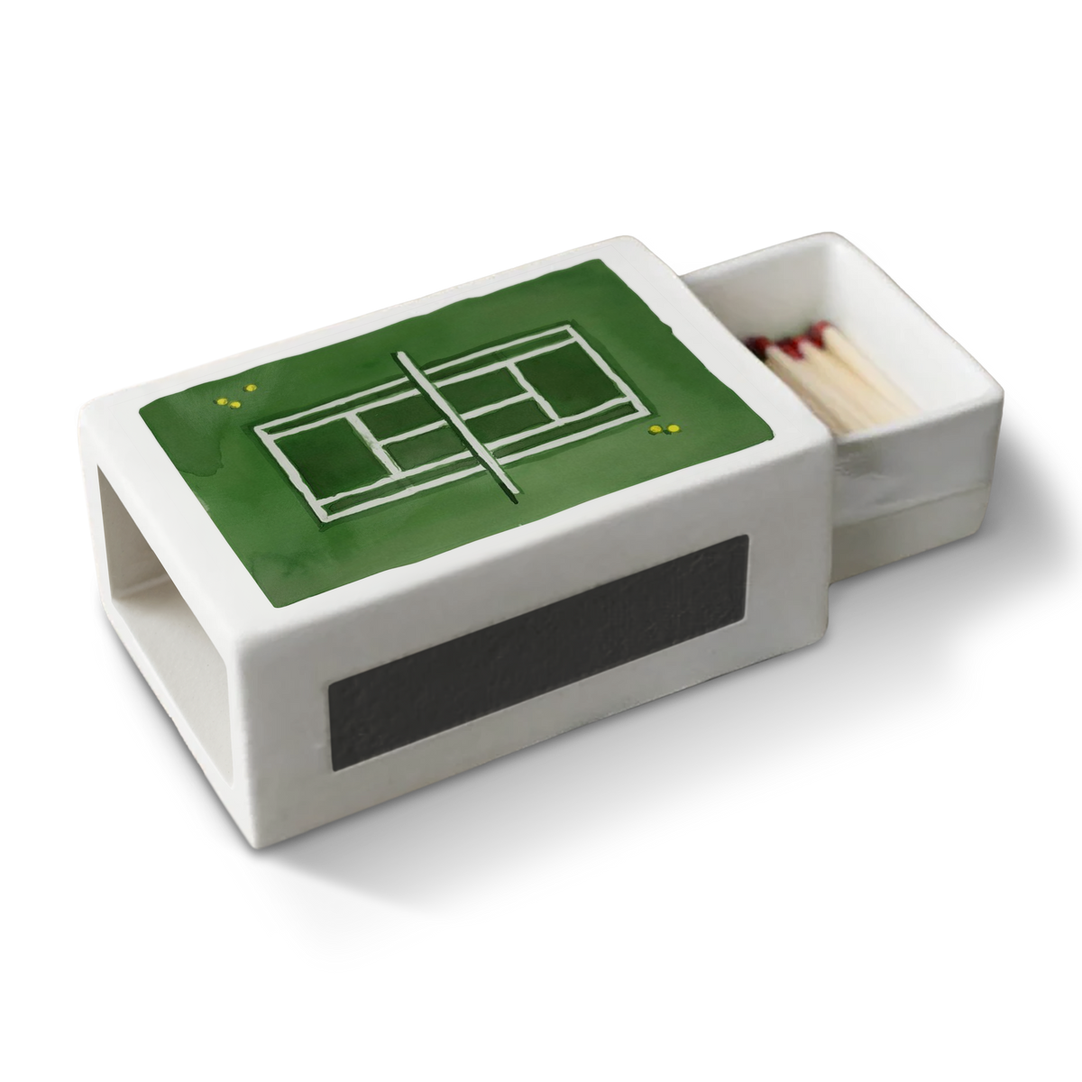 Toss Designs Ceramic Match Box- Tennis Court
