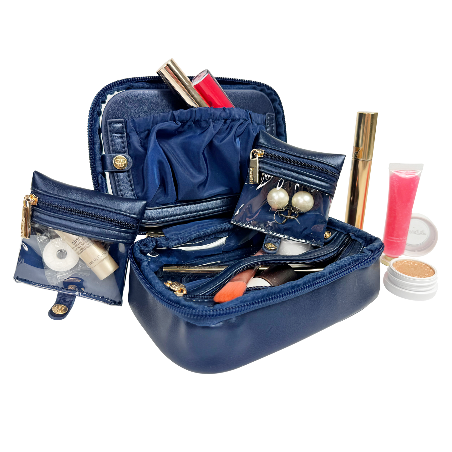 PurseN LITTMINI • Lighted Mirror Case • Navy Pearl