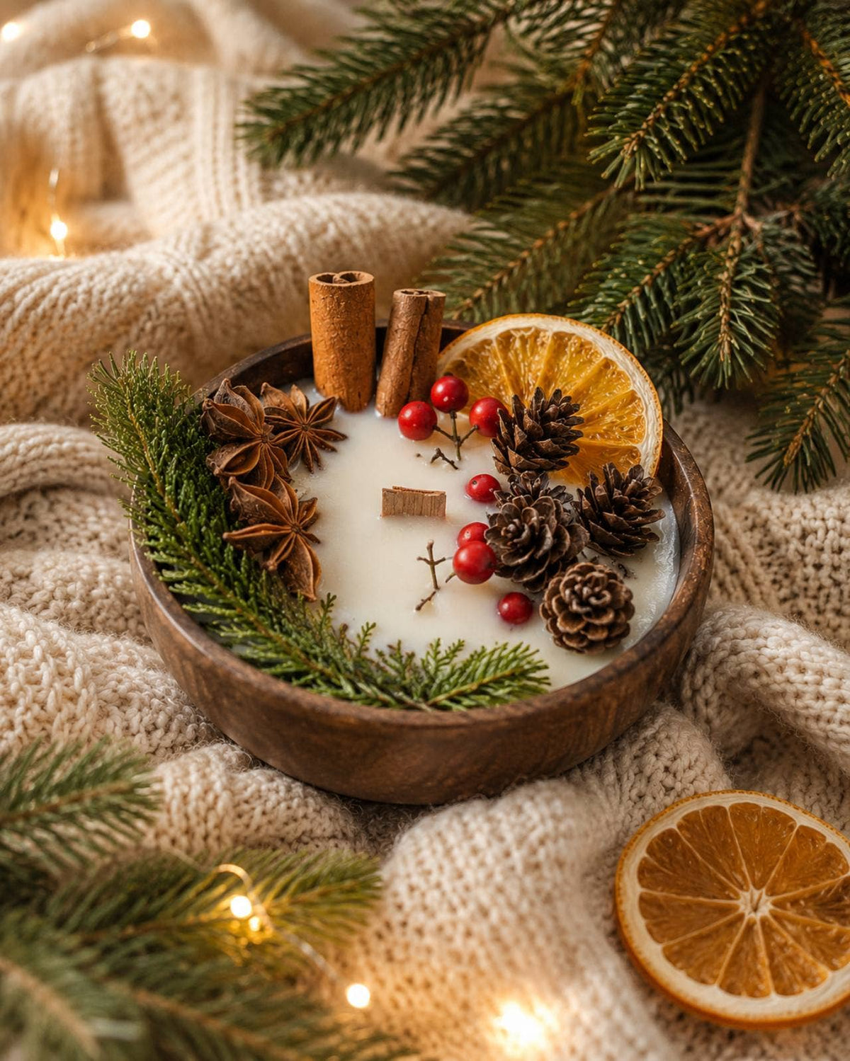 Held in Light - Christmas Wood Wick Candle in Wooden Bowl | Christmas Decor
