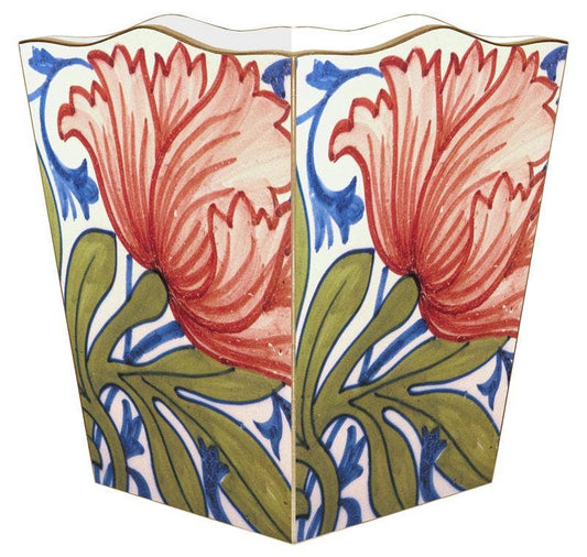 Marye-Kelley Delft Red Poppy Wastepaper Basket
