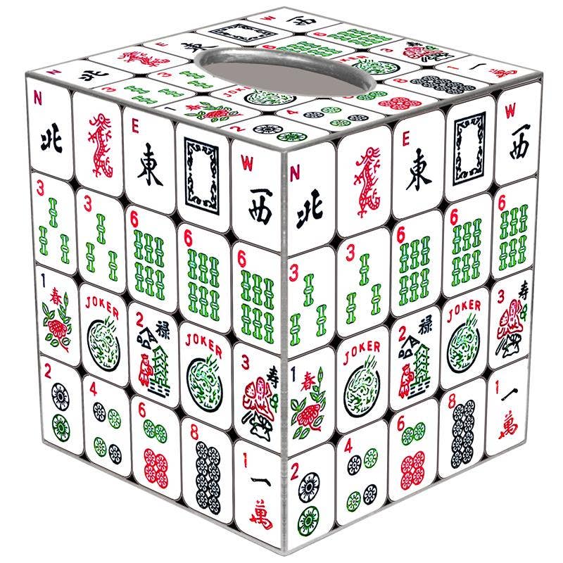 Marye-Kelley Colorful Mahjong Tiles Tissue Box Cover