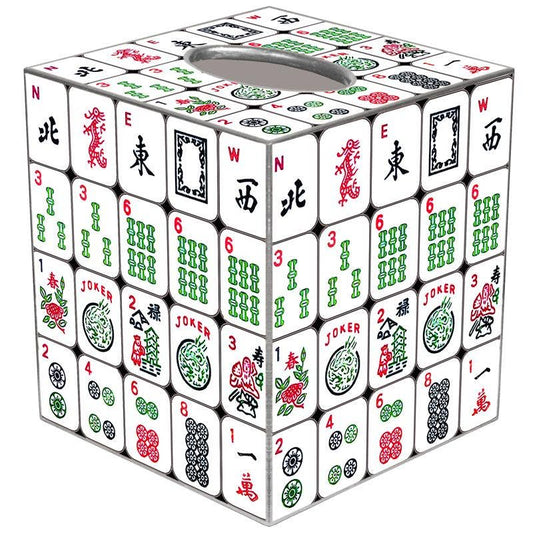 Marye-Kelley Colorful Mahjong Tiles Tissue Box Cover