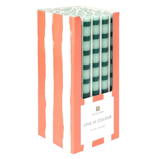 Talking Tables Green Stripe Dinner Candles | Summer/Winter Home Decor