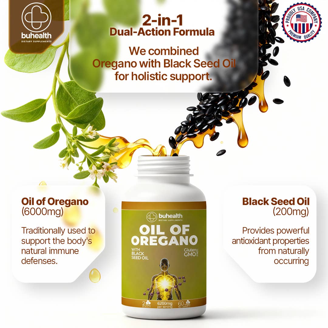 BuHealth Oregano Oil with Black Seed Oil Softgel 6200 mg
