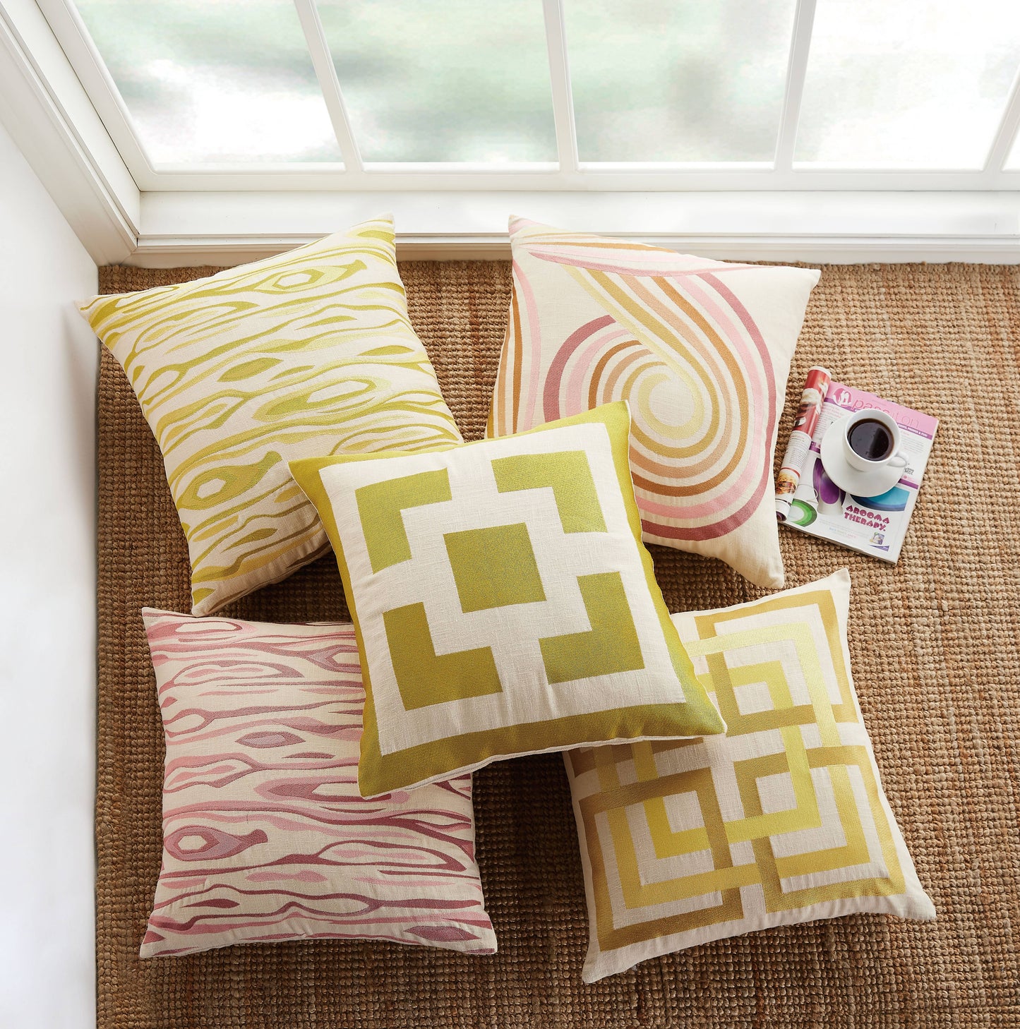 Trina Turk Palm Springs Block Gold Embroidered Pillow