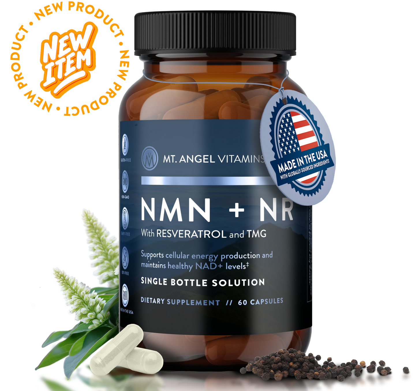 Mt. Angel Vitamins' NMN + NR - 60 Capsules