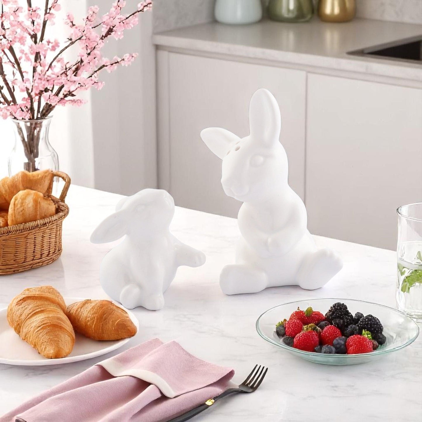 Porcelain Mother and Son Bunny Salt and Pepper