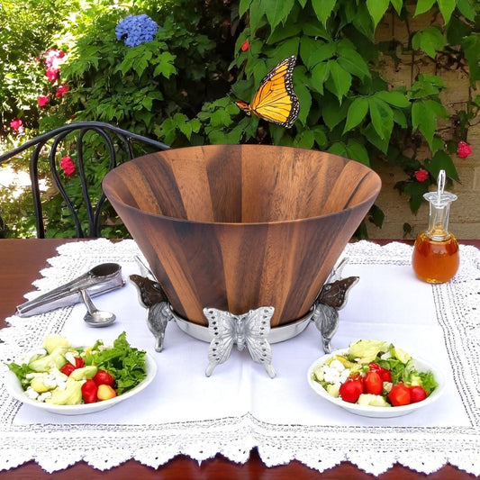 Butterfly Wood Tall Salad Bowl