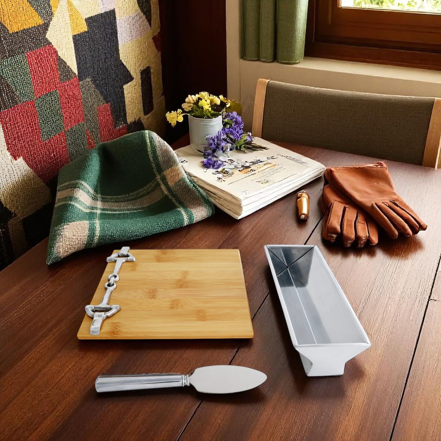 Equestrian Bamboo Cheese Set