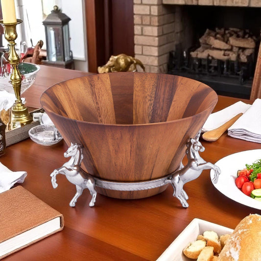 Horse Wood Tall Salad Bowl