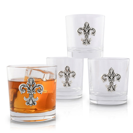 Fleur-de-Lis Bar Glasses Set of 4